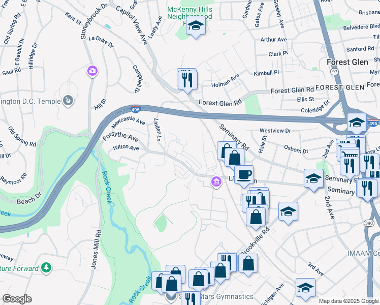 map of restaurants, bars, coffee shops, grocery stores, and more near 2701 Hume Drive in Silver Spring