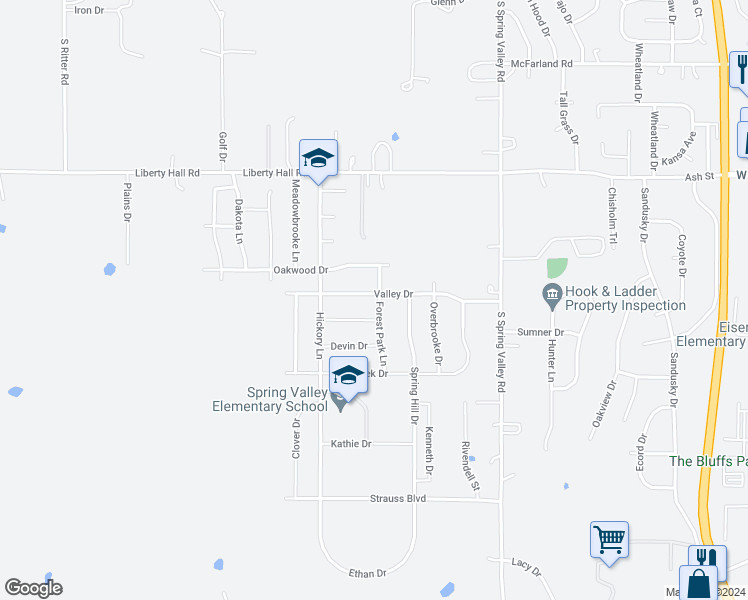 map of restaurants, bars, coffee shops, grocery stores, and more near 2703 Valley Drive in Junction City