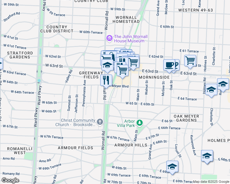 map of restaurants, bars, coffee shops, grocery stores, and more near in Kansas City