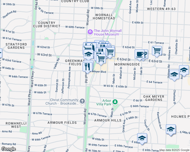 map of restaurants, bars, coffee shops, grocery stores, and more near in Kansas City