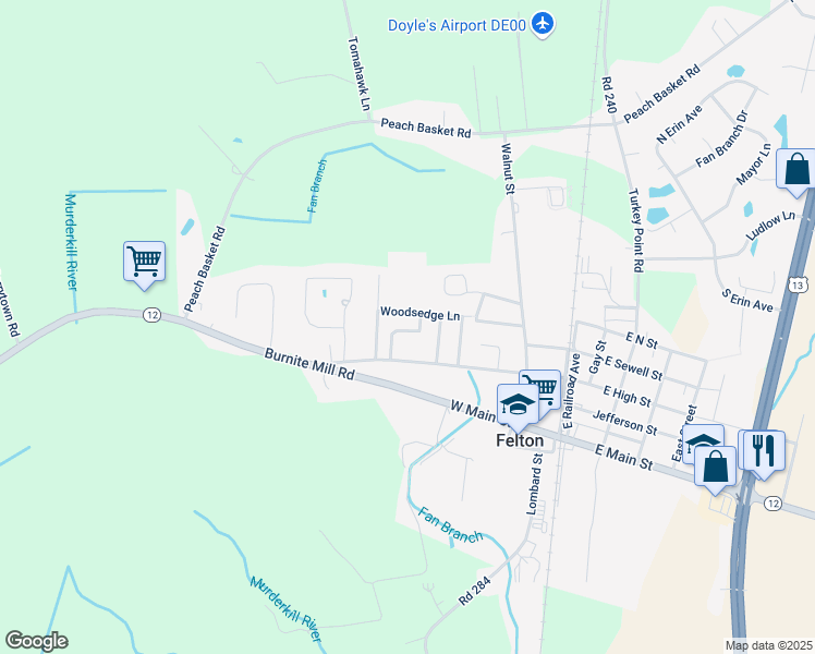 map of restaurants, bars, coffee shops, grocery stores, and more near 118 Courtney Lane in Felton