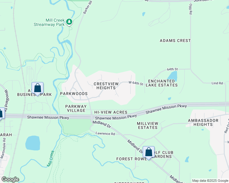 map of restaurants, bars, coffee shops, grocery stores, and more near 6407 Cooper Street in Shawnee