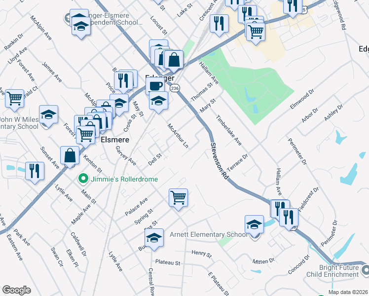 map of restaurants, bars, coffee shops, grocery stores, and more near 315 McArthur Lane in Erlanger