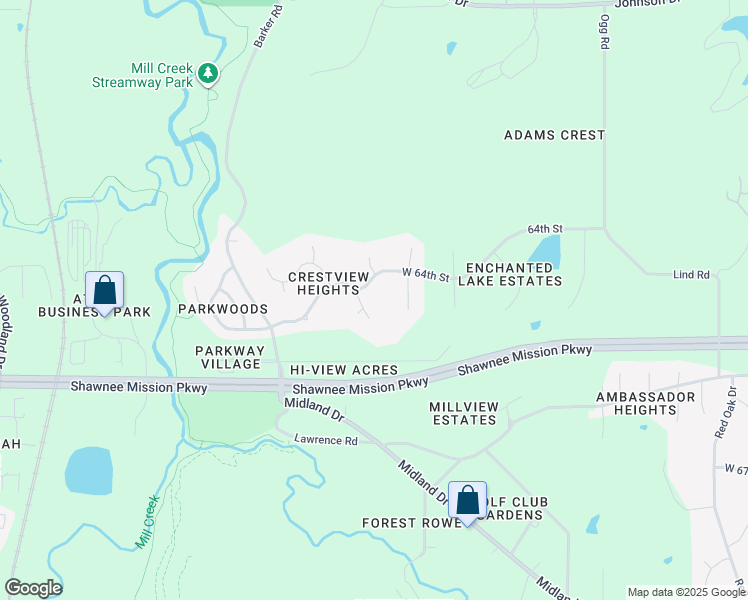 map of restaurants, bars, coffee shops, grocery stores, and more near 6407 Cooper Street in Shawnee