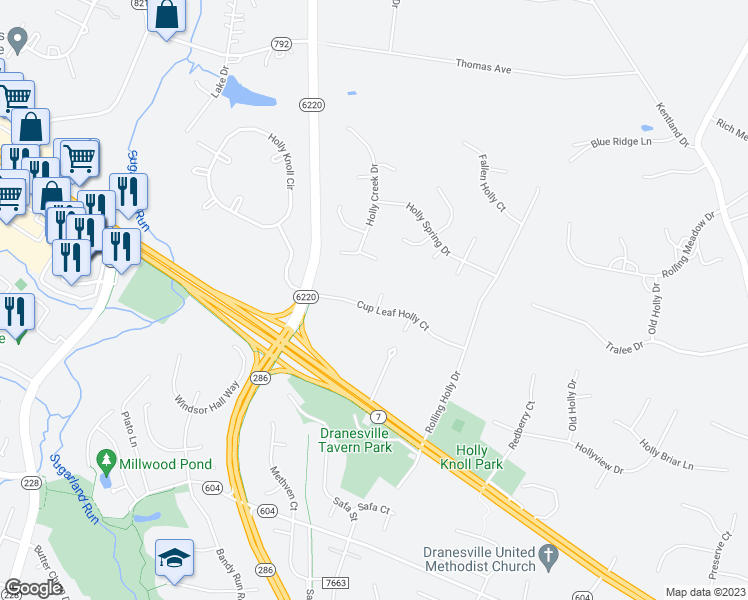 map of restaurants, bars, coffee shops, grocery stores, and more near 1011 Cup Leaf Holly Court in Great Falls