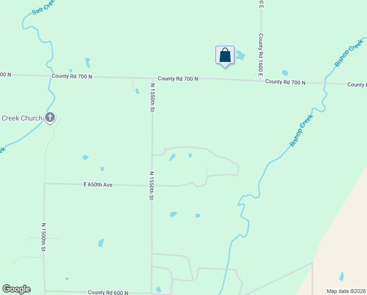 map of restaurants, bars, coffee shops, grocery stores, and more near 6698 North 1550th Street in Watson