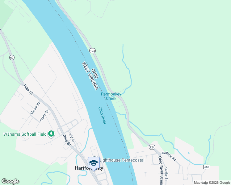 map of restaurants, bars, coffee shops, grocery stores, and more near 43466 Ohio 124 in Racine