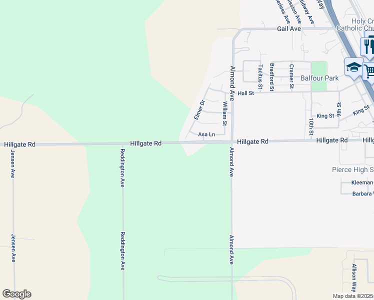 map of restaurants, bars, coffee shops, grocery stores, and more near 6548 Hillgate Road in Arbuckle