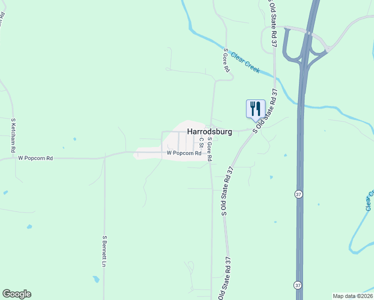 map of restaurants, bars, coffee shops, grocery stores, and more near 851 West Popcorn Road in Bloomington
