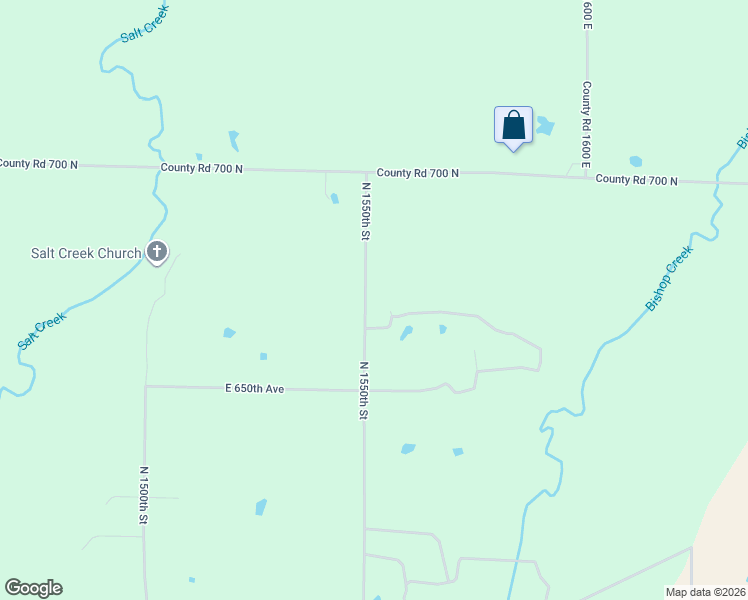 map of restaurants, bars, coffee shops, grocery stores, and more near 6698 North 1550th Street in Watson