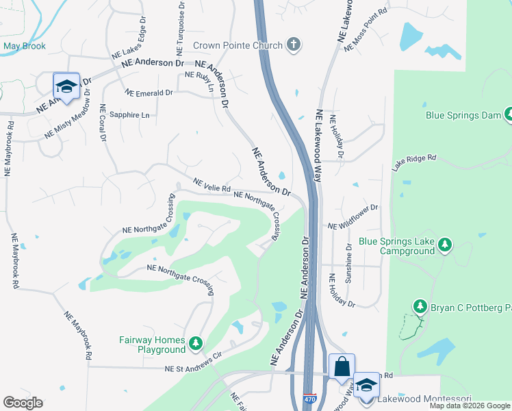 map of restaurants, bars, coffee shops, grocery stores, and more near 651 Northeast Saint Andrews Circle in Lee's Summit
