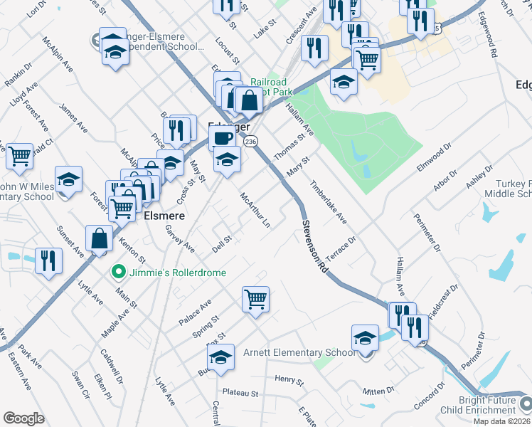 map of restaurants, bars, coffee shops, grocery stores, and more near 315 McArthur Lane in Erlanger