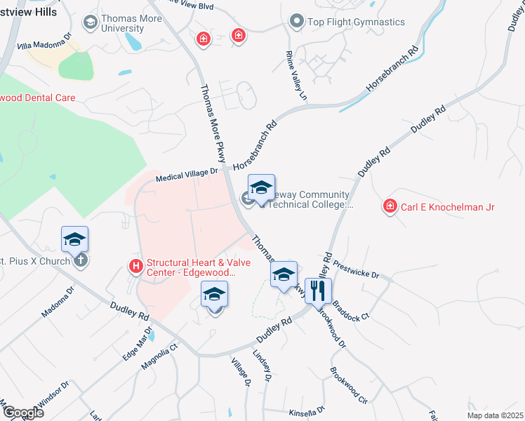 map of restaurants, bars, coffee shops, grocery stores, and more near 790 Thomas More Parkway in Fort Mitchell