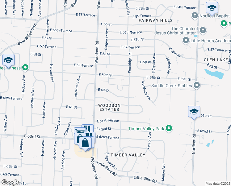 map of restaurants, bars, coffee shops, grocery stores, and more near 11812 East 59th Terrace Circle in Kansas City