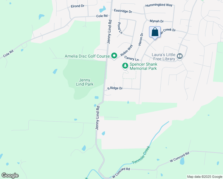 map of restaurants, bars, coffee shops, grocery stores, and more near 5 South Ridge Drive in Amelia