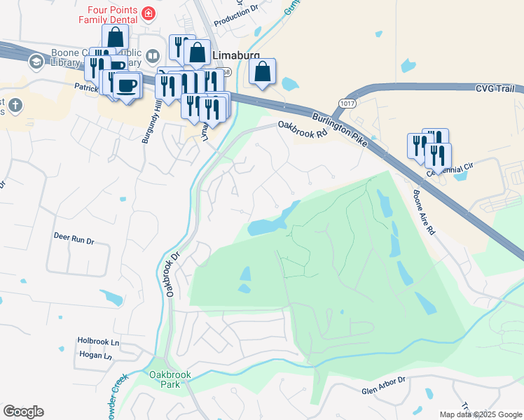 map of restaurants, bars, coffee shops, grocery stores, and more near 6131 Cedar Hill Lane in Florence