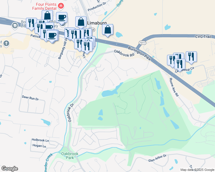 map of restaurants, bars, coffee shops, grocery stores, and more near 6131 Cedar Hill Lane in Florence