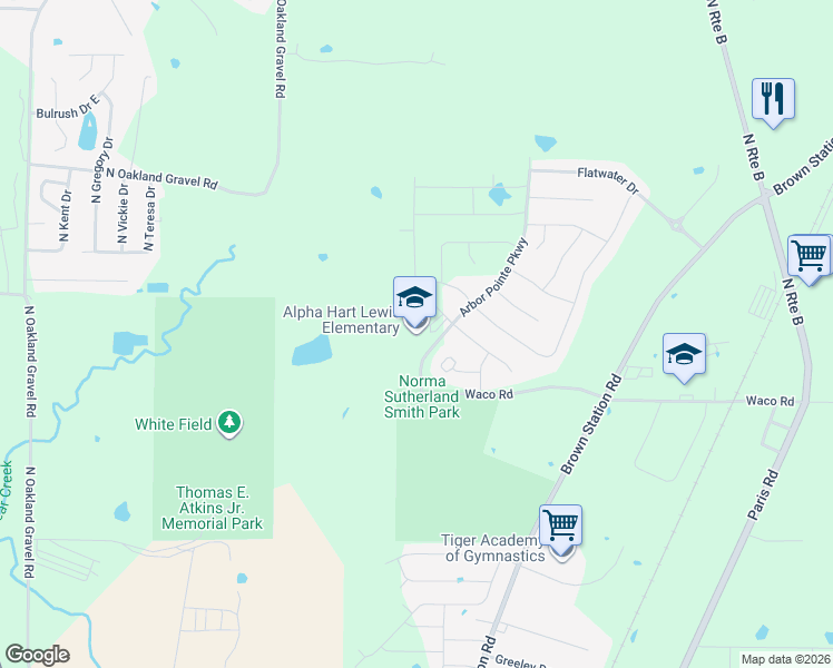 map of restaurants, bars, coffee shops, grocery stores, and more near 5801 Arbor Pointe Parkway in Columbia