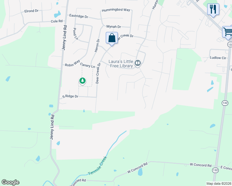 map of restaurants, bars, coffee shops, grocery stores, and more near 41 Mallard Drive in Amelia