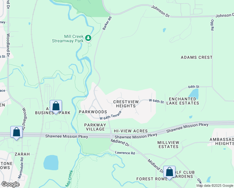map of restaurants, bars, coffee shops, grocery stores, and more near 6308 Cooper Street in Shawnee