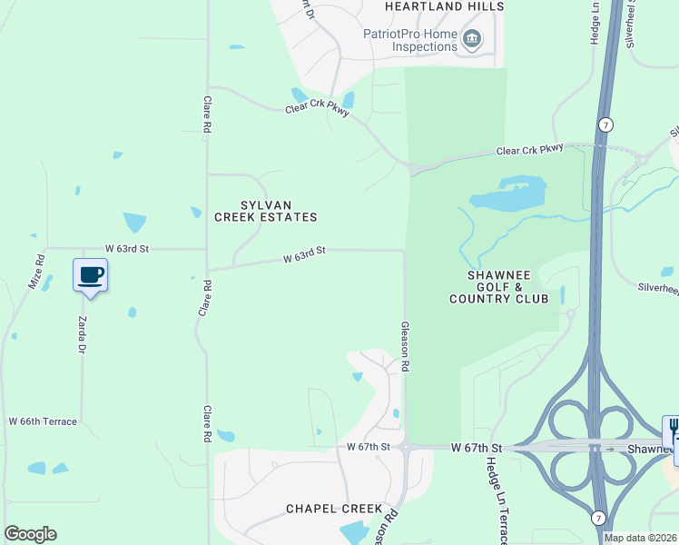 map of restaurants, bars, coffee shops, grocery stores, and more near 24195 West 63rd Street in Shawnee