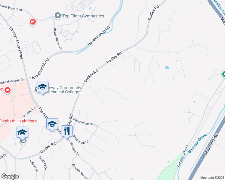 map of restaurants, bars, coffee shops, grocery stores, and more near Hurstborne Lane in Edgewood