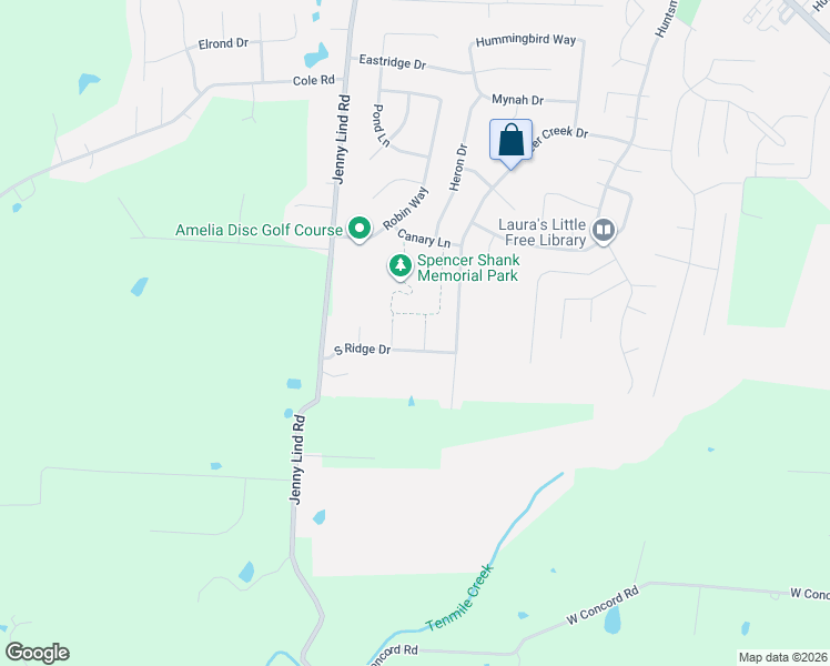 map of restaurants, bars, coffee shops, grocery stores, and more near 3 Spencer Court in Amelia