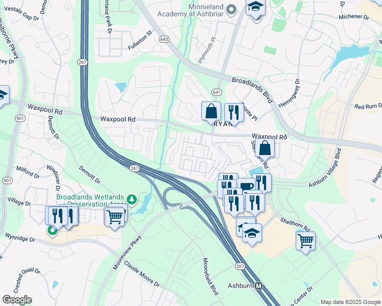 map of restaurants, bars, coffee shops, grocery stores, and more near 21821 Dragons Green Square in Ashburn