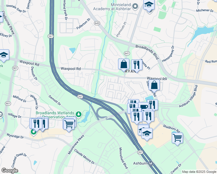 map of restaurants, bars, coffee shops, grocery stores, and more near 21762 Dragons Green Square in Ashburn