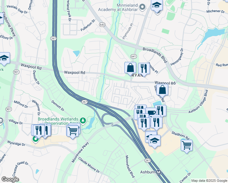 map of restaurants, bars, coffee shops, grocery stores, and more near 21762 Dragons Green Square in Ashburn
