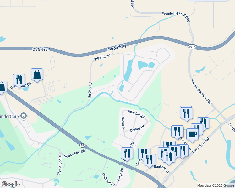 map of restaurants, bars, coffee shops, grocery stores, and more near 5615 Hazel Drive in Florence