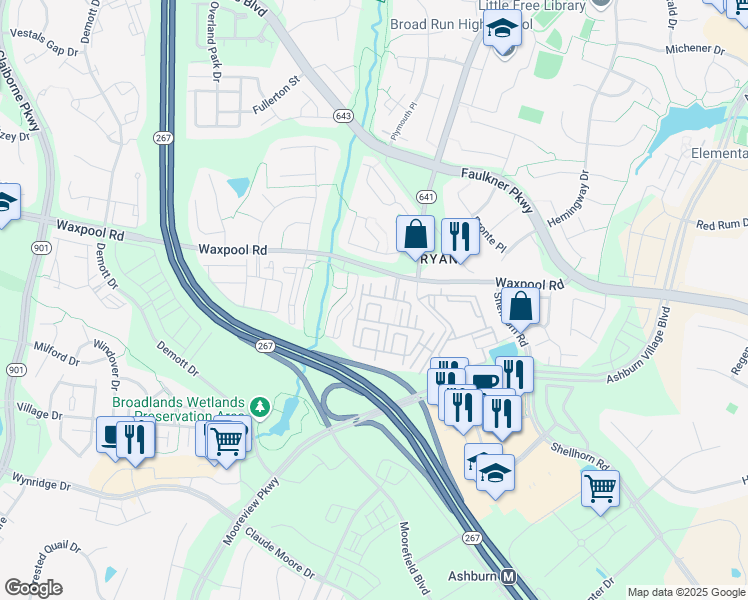 map of restaurants, bars, coffee shops, grocery stores, and more near 21786 Dragons Green Square in Ashburn
