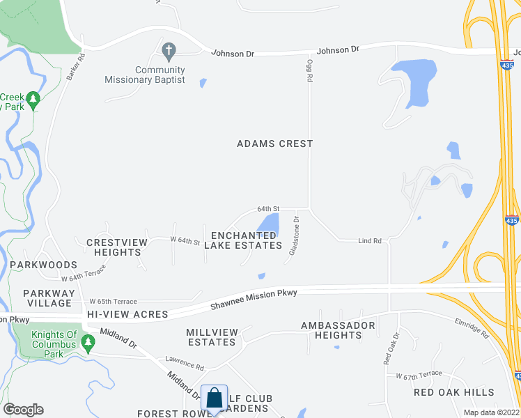 map of restaurants, bars, coffee shops, grocery stores, and more near 18514 West 64th Street in Shawnee