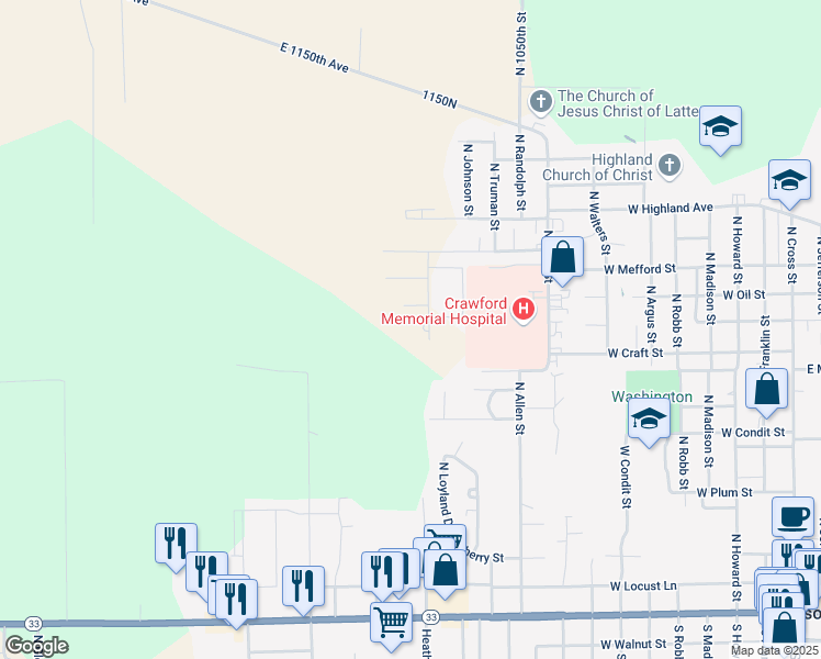 map of restaurants, bars, coffee shops, grocery stores, and more near 1300-1398 West Otey Street in Robinson