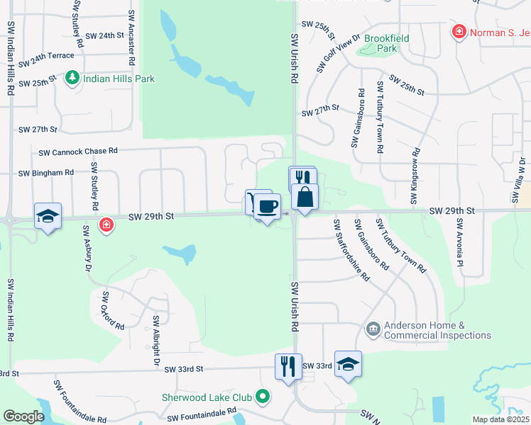 map of restaurants, bars, coffee shops, grocery stores, and more near 6822 Southwest 29th Street in Topeka