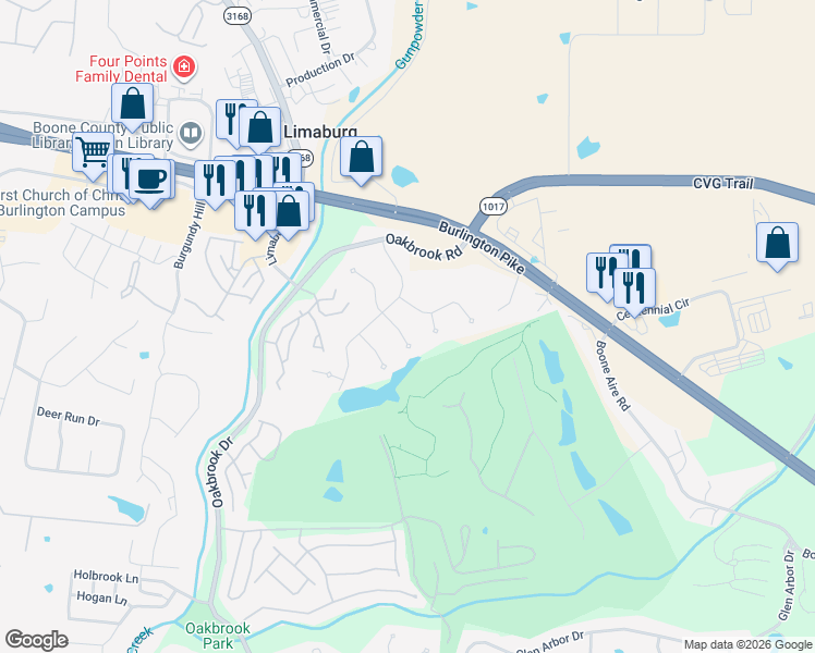 map of restaurants, bars, coffee shops, grocery stores, and more near 1583 Linden Court in Florence