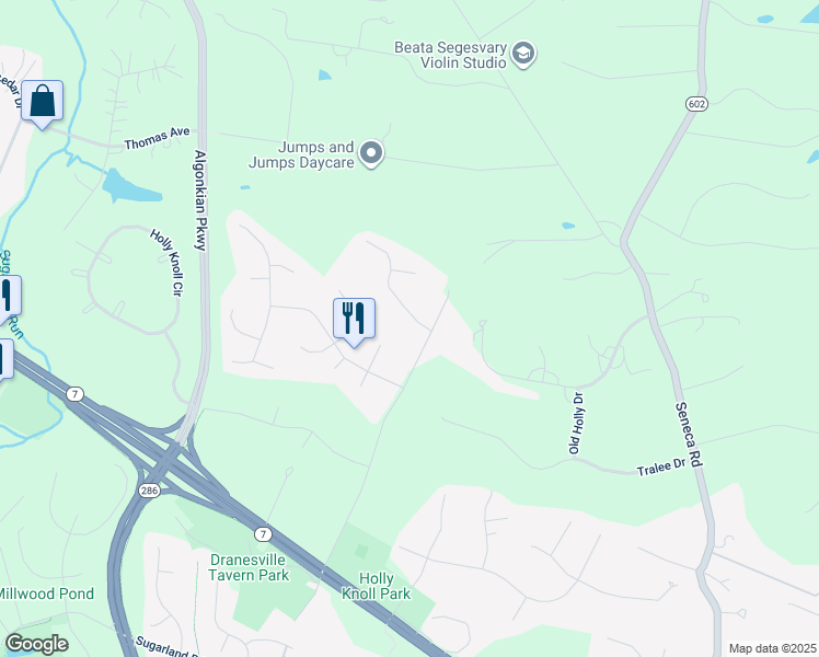 map of restaurants, bars, coffee shops, grocery stores, and more near 11905 Fallen Holly Court in Great Falls