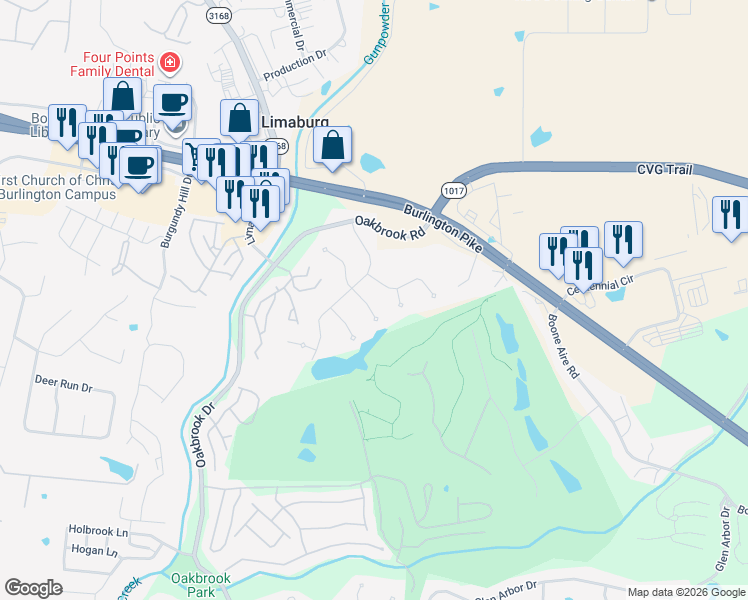 map of restaurants, bars, coffee shops, grocery stores, and more near 1583 Linden Court in Florence