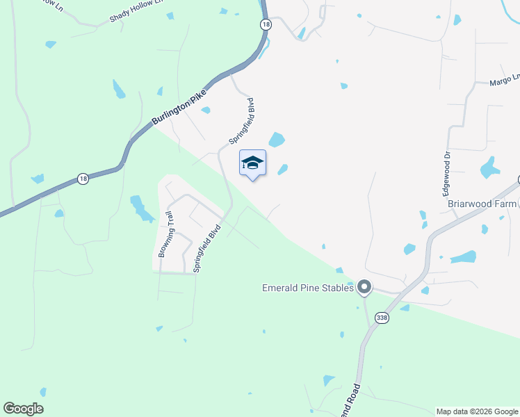 map of restaurants, bars, coffee shops, grocery stores, and more near 6155 Springfield Boulevard in Burlington