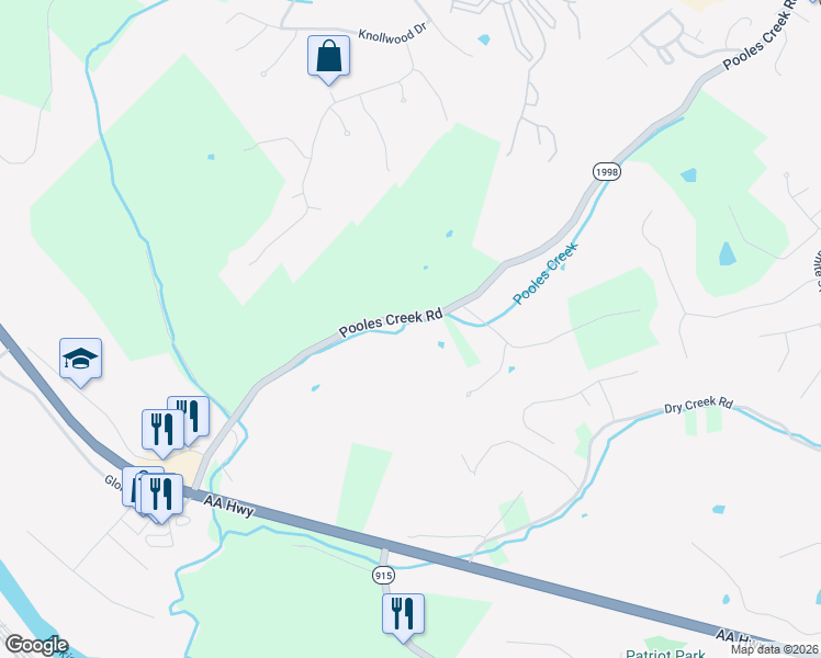 map of restaurants, bars, coffee shops, grocery stores, and more near 493 Pooles Creek Road in Newport