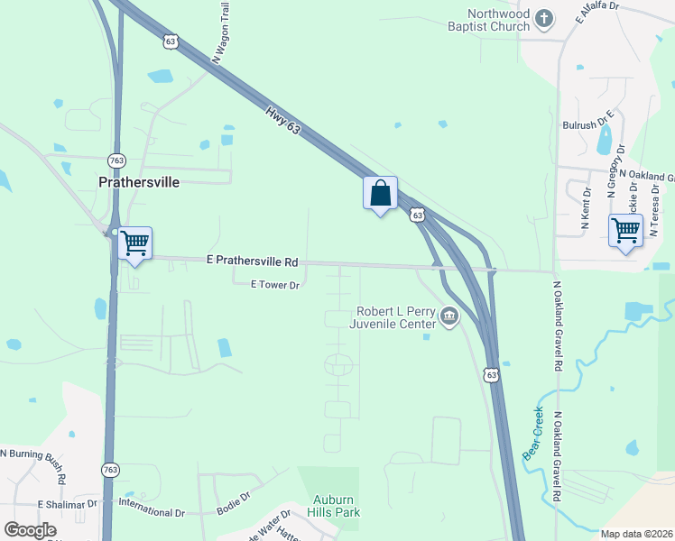 map of restaurants, bars, coffee shops, grocery stores, and more near 1748-1796 E Prathersville Rd in Columbia
