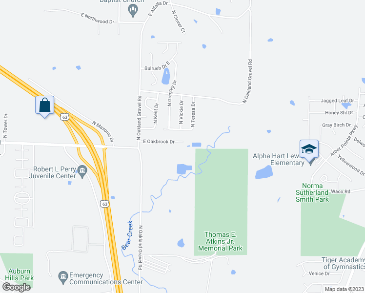 map of restaurants, bars, coffee shops, grocery stores, and more near 2650 East Oakbrook Drive in Columbia