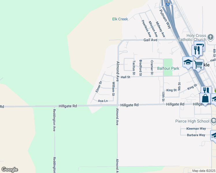 map of restaurants, bars, coffee shops, grocery stores, and more near 6570 Dolbow Way in Arbuckle
