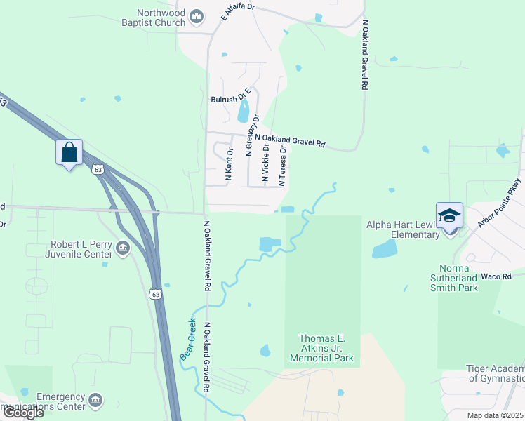 map of restaurants, bars, coffee shops, grocery stores, and more near 2660 East Oakbrook Drive in Columbia