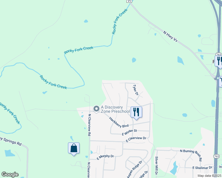map of restaurants, bars, coffee shops, grocery stores, and more near 5759 South Cedar Court in Columbia