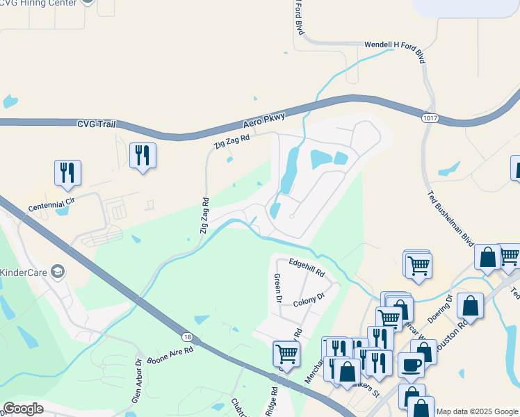 map of restaurants, bars, coffee shops, grocery stores, and more near 5615 Hazel Drive in Florence