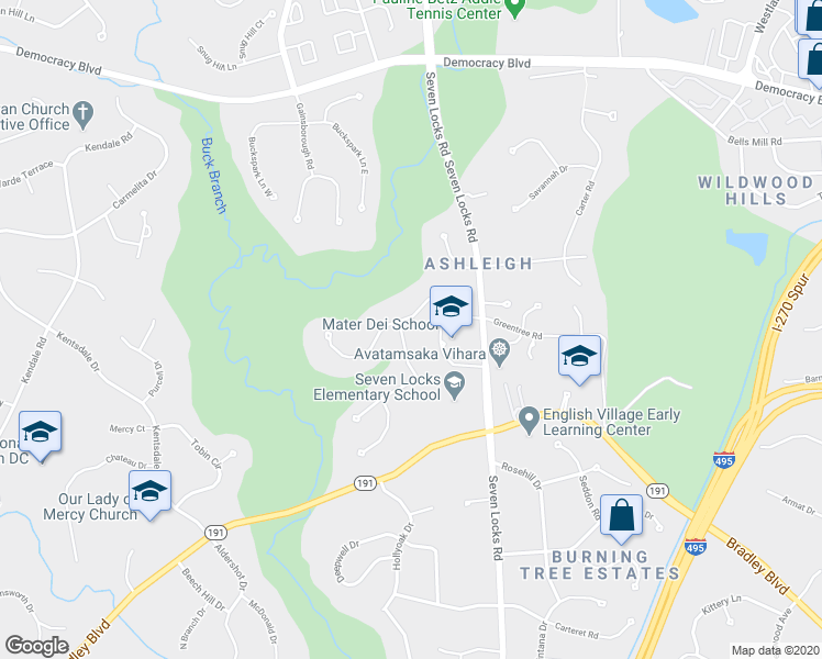 map of restaurants, bars, coffee shops, grocery stores, and more near 7918 Greentree Road in Bethesda