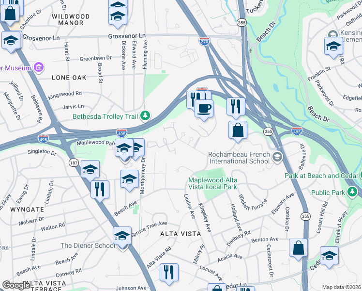map of restaurants, bars, coffee shops, grocery stores, and more near 101 Independence Avenue Southeast in Washington