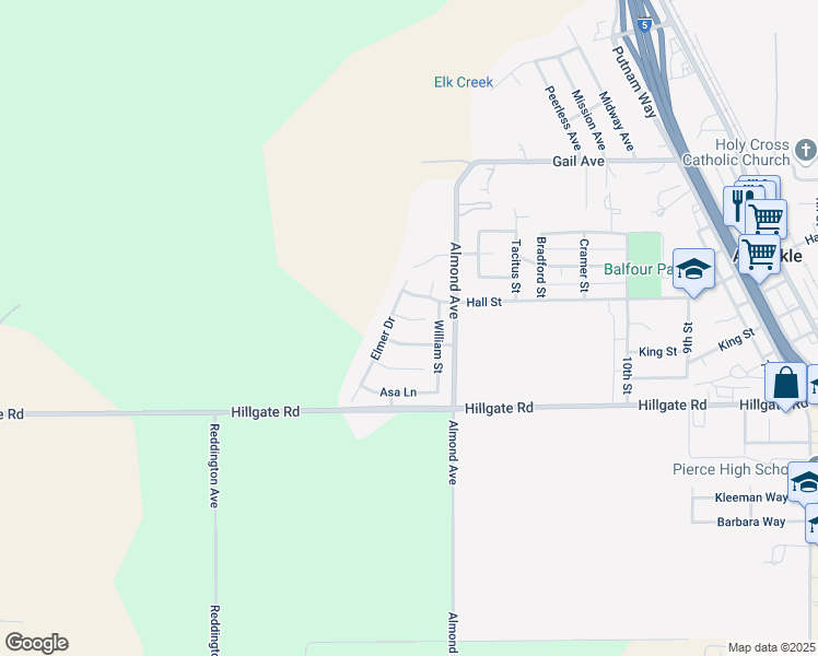 map of restaurants, bars, coffee shops, grocery stores, and more near 6570 Dolbow Way in Arbuckle