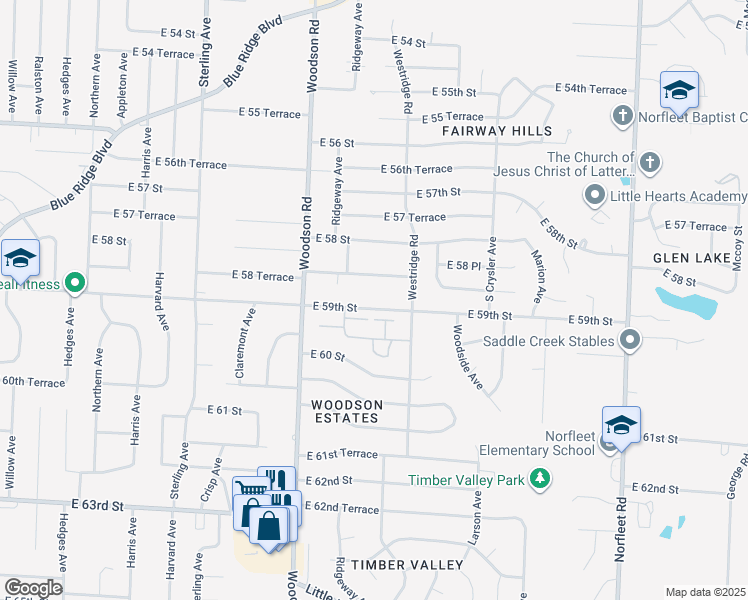 map of restaurants, bars, coffee shops, grocery stores, and more near 11814 E 59th St in Kansas City